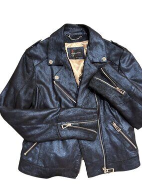 Rose Garden Womens Black Leather Moto Jacket With Satin Lining Medium